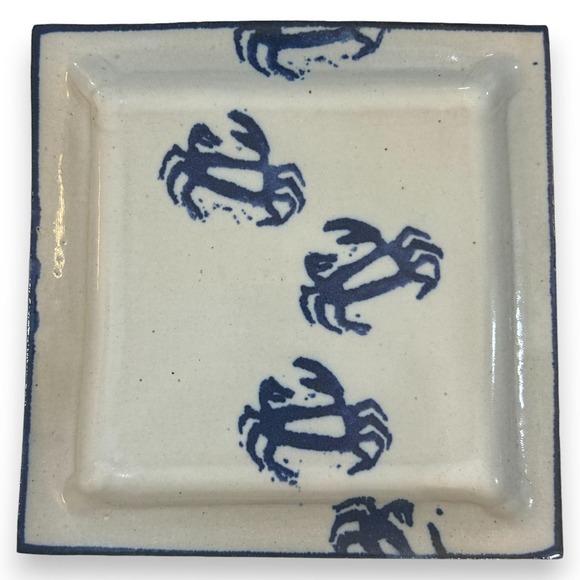 Stoneware Blue Crab Plate The Poddery Mathews VA 7.75" x 7.75"